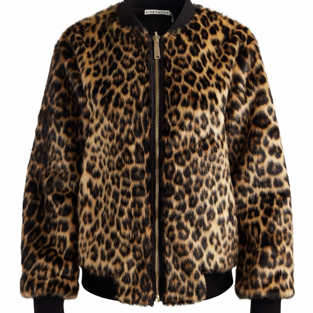 Alice + Olivia Animal Print Bomber Jacket Becky Reversible